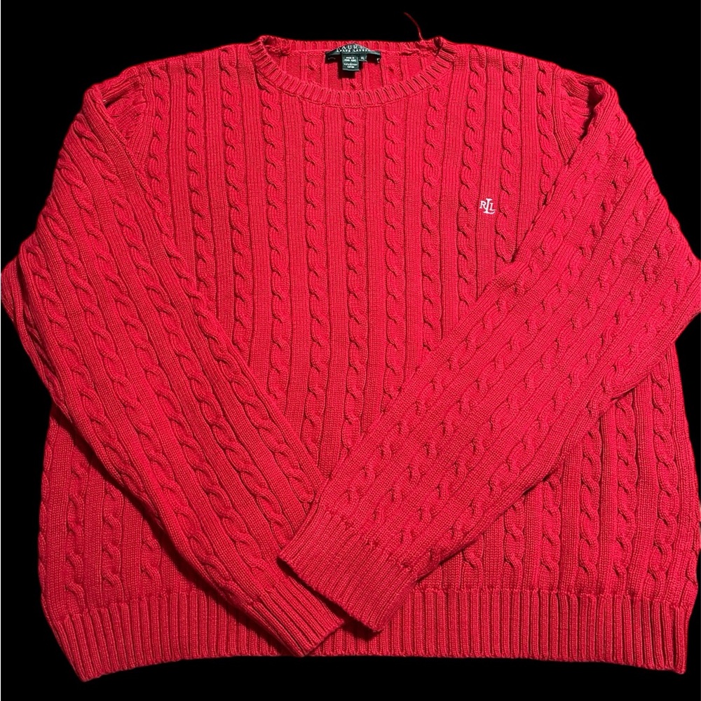 Lauren by Ralph Lauren Red Women’s Cable Knit Sweater